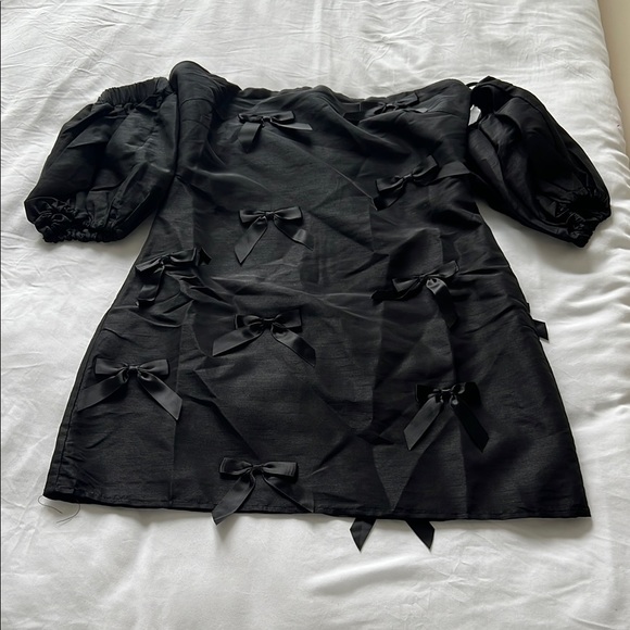 anthropologie black dress with bow Maeve Bow-Front Dress by Anthropologie